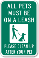 pets on leash sign